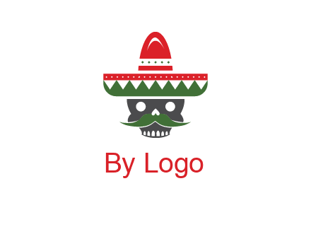 skull with mustache and Mexican hat icon
