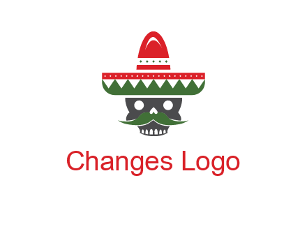 skull with mustache and Mexican hat icon