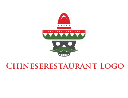 skull with mustache and Mexican hat icon