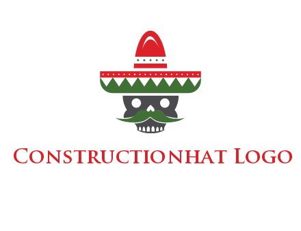 skull with mustache and Mexican hat icon