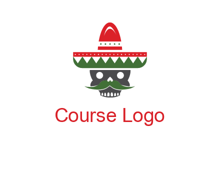 skull with mustache and Mexican hat icon