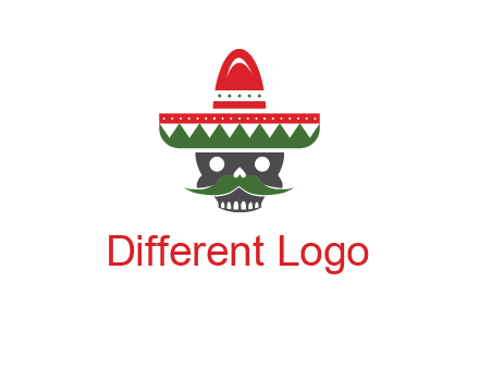 skull with mustache and Mexican hat icon