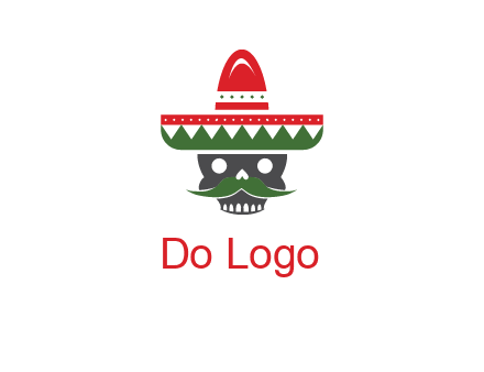 skull with mustache and Mexican hat icon