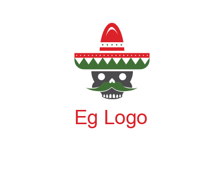 skull with mustache and Mexican hat icon