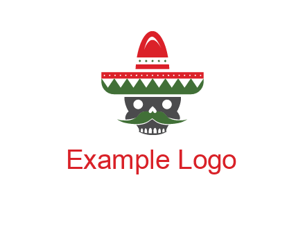 skull with mustache and Mexican hat icon