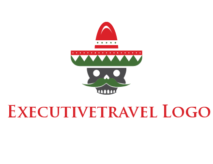 skull with mustache and Mexican hat icon