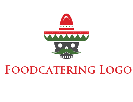 skull with mustache and Mexican hat icon