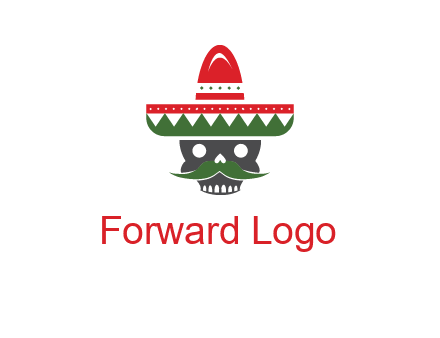 skull with mustache and Mexican hat icon