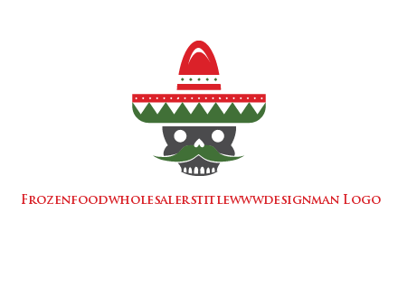 skull with mustache and Mexican hat icon