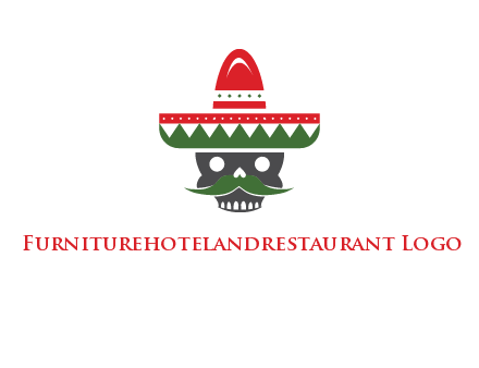 skull with mustache and Mexican hat icon