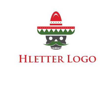 skull with mustache and Mexican hat icon