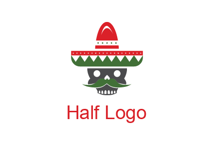 skull with mustache and Mexican hat icon