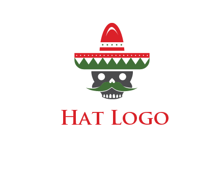 skull with mustache and Mexican hat icon