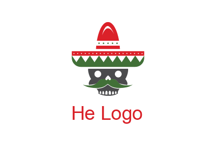 skull with mustache and Mexican hat icon