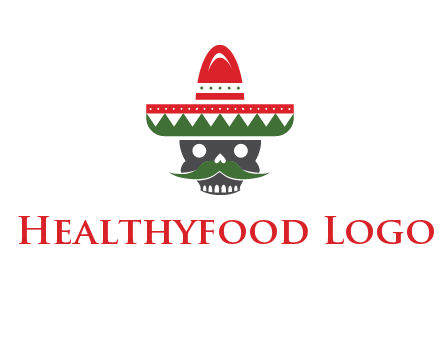 skull with mustache and Mexican hat icon