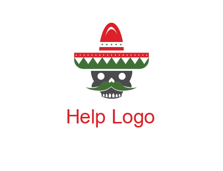 skull with mustache and Mexican hat icon