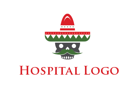 skull with mustache and Mexican hat icon