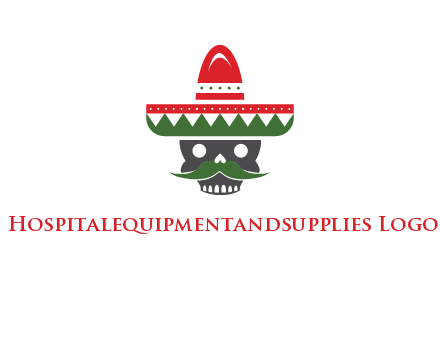 skull with mustache and Mexican hat icon