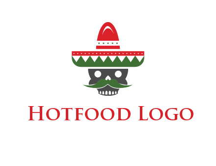 skull with mustache and Mexican hat icon