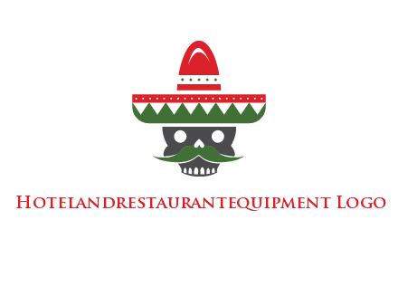 skull with mustache and Mexican hat icon