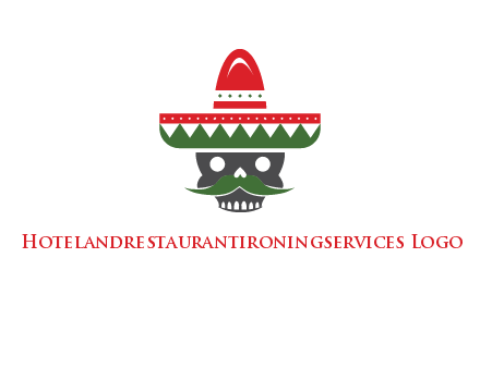 skull with mustache and Mexican hat icon