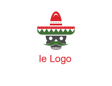 skull with mustache and Mexican hat icon