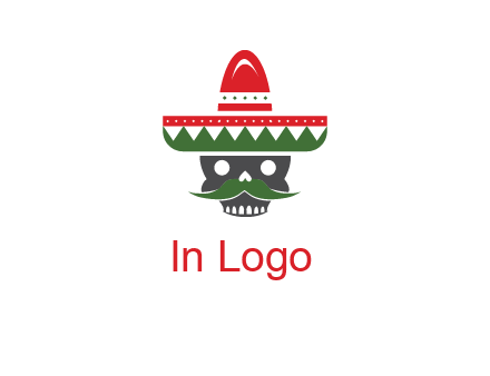 skull with mustache and Mexican hat icon