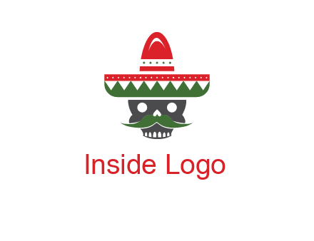 skull with mustache and Mexican hat icon