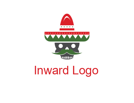 skull with mustache and Mexican hat icon
