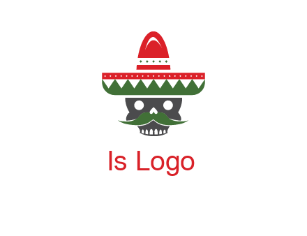 skull with mustache and Mexican hat icon