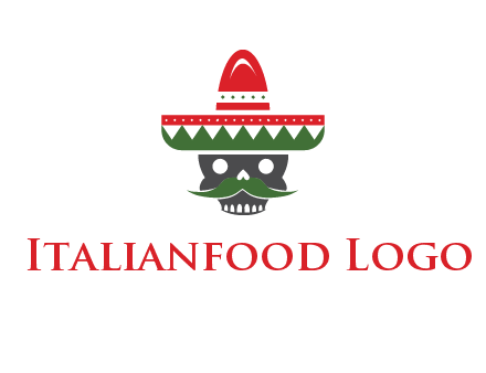 skull with mustache and Mexican hat icon