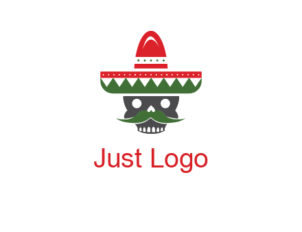 skull with mustache and Mexican hat icon
