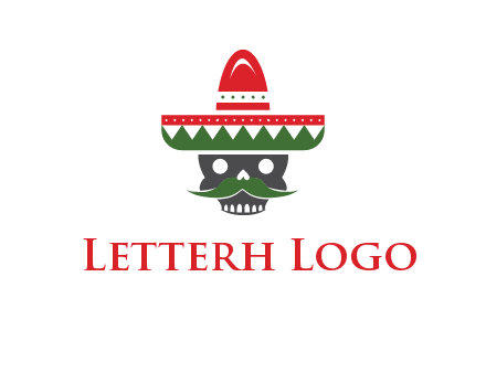 skull with mustache and Mexican hat icon
