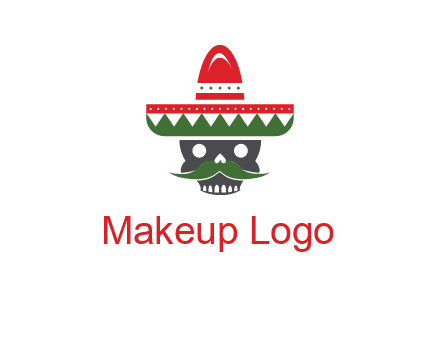 skull with mustache and Mexican hat icon