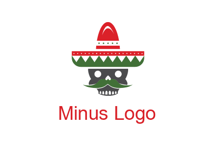 skull with mustache and Mexican hat icon