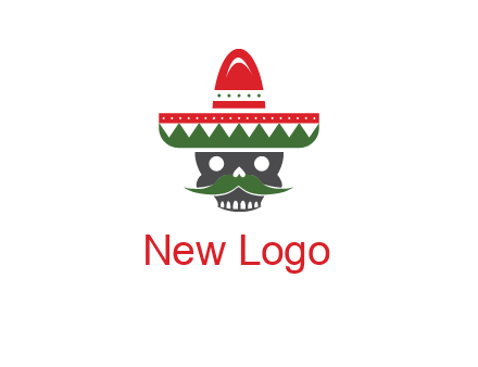 skull with mustache and Mexican hat icon