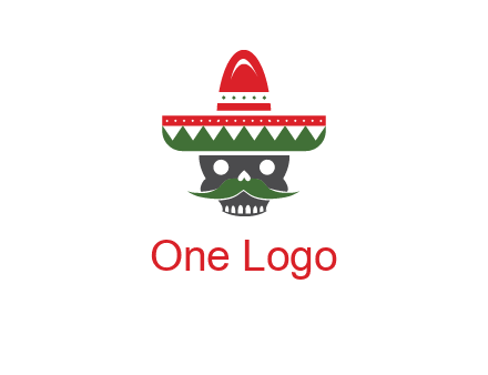 skull with mustache and Mexican hat icon