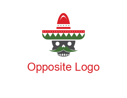 skull with mustache and Mexican hat icon