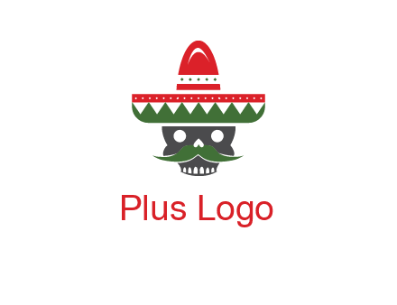 skull with mustache and Mexican hat icon