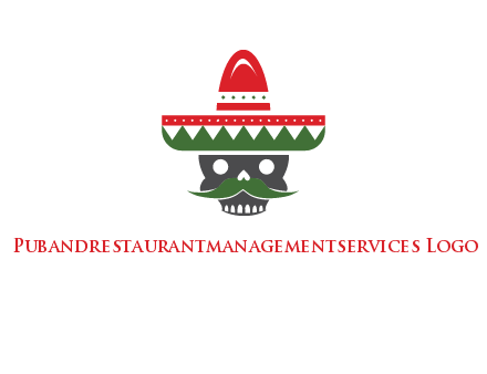 skull with mustache and Mexican hat icon