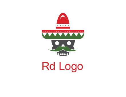 skull with mustache and Mexican hat icon