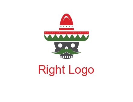 skull with mustache and Mexican hat icon