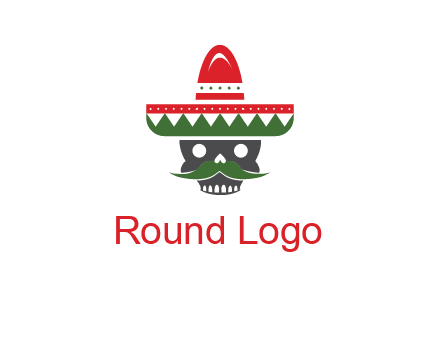 skull with mustache and Mexican hat icon