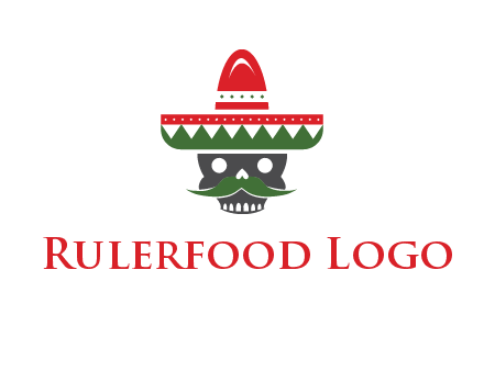 skull with mustache and Mexican hat icon
