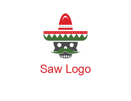 skull with mustache and Mexican hat icon
