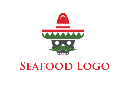 skull with mustache and Mexican hat icon