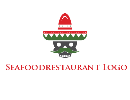 skull with mustache and Mexican hat icon