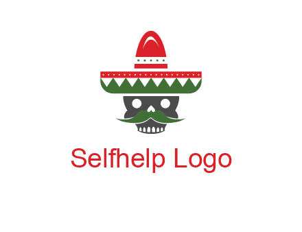 skull with mustache and Mexican hat icon