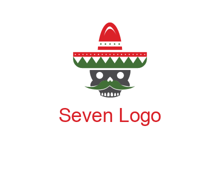 skull with mustache and Mexican hat icon