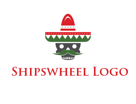 skull with mustache and Mexican hat icon